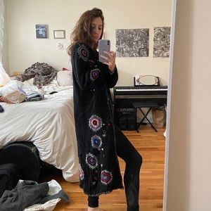 wool knit funky long sweater cardigan